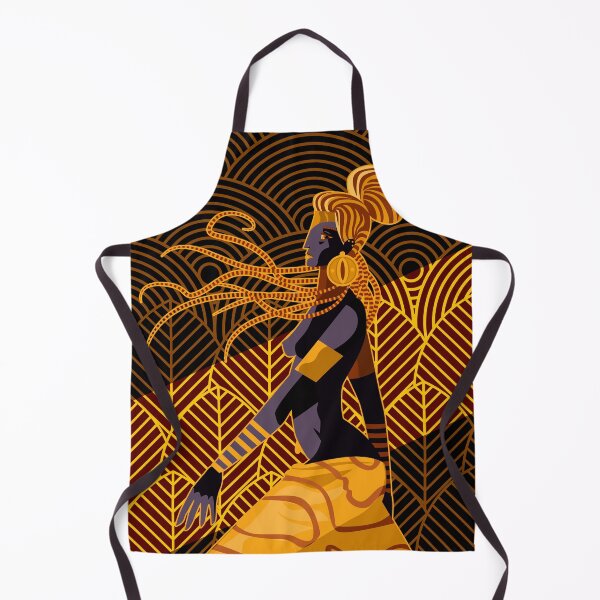 Item preview, african woman with long skirt and golden leaf decoration designed and sold by matintheworld ( delcarmat ).
