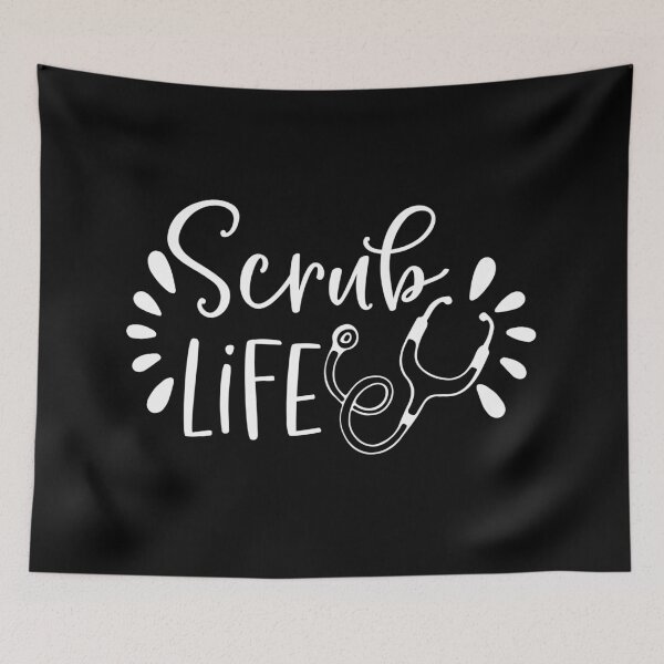 Artikelvorschau, Scrub Life Healthcare Worker Bekleidung Weiße Schrift entworfen und verkauft von Dollfacedesign.