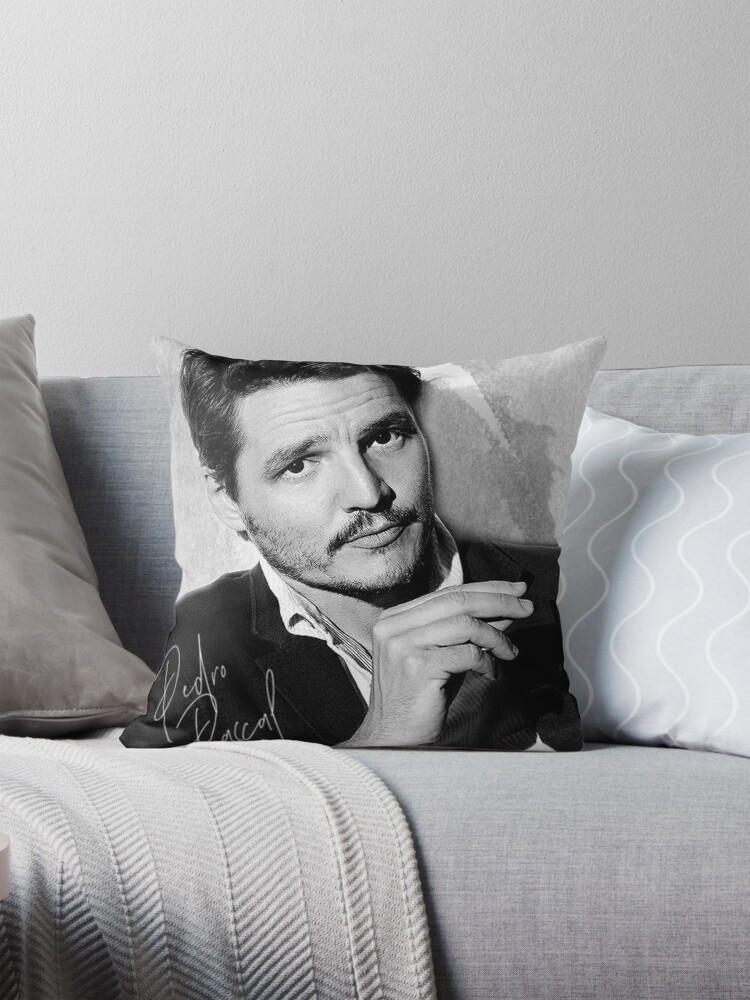 Thumbnail 1 of 4, Pillow, Pedro Pascal - BW III designed and sold by TheMouse91.