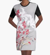 Red Flower Bunch Graphic T-Shirt Dress