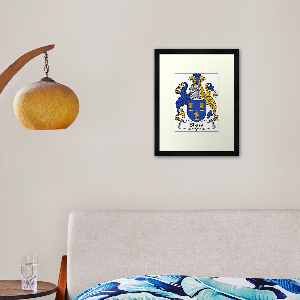 "Shaw Coat of Arms / Shaw Family Crest" Framed Art Print for Sale by