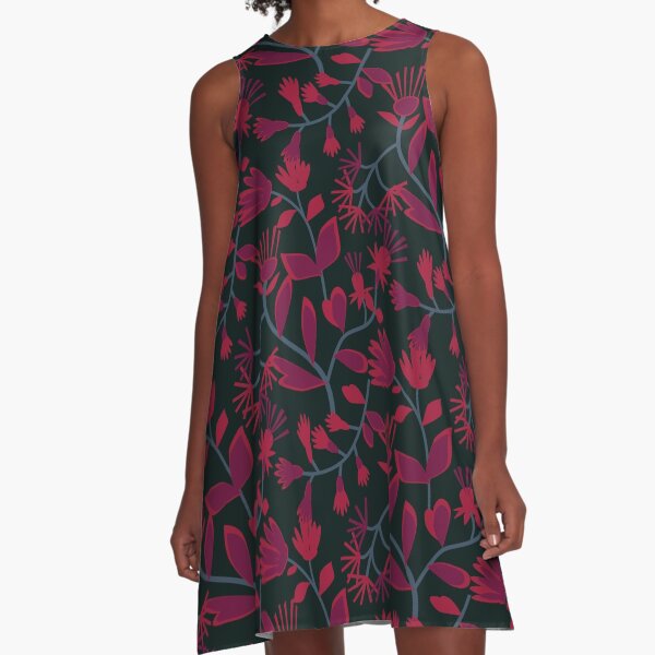Papercut Floral Fuchsia A-Line Dress