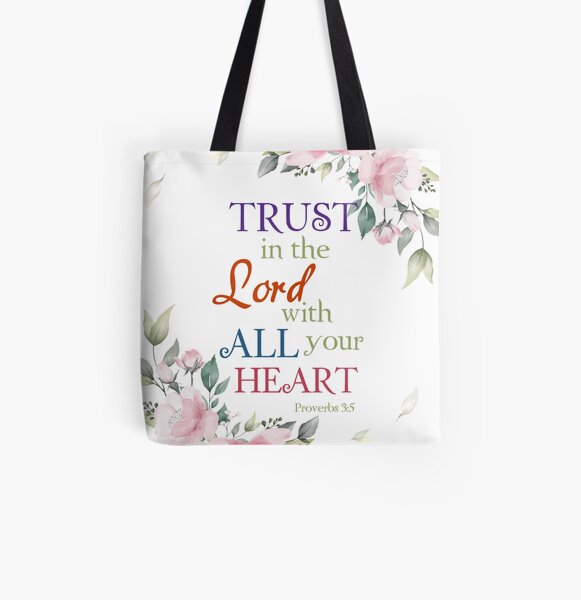 Confía en el Señor con todo tu corazón Bolsa estampada de tela