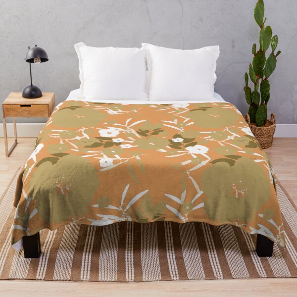 Item preview, Bold Blossoms - Khaki and White on Pale Coral designed and sold by AlteredAtelier.