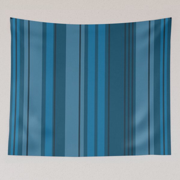 Artikelvorschau, Lyrical Blue, Monochromatic Blue Stripes, Abstract Barcode von Courtney Hatcher entworfen und verkauft von cghatcherart.