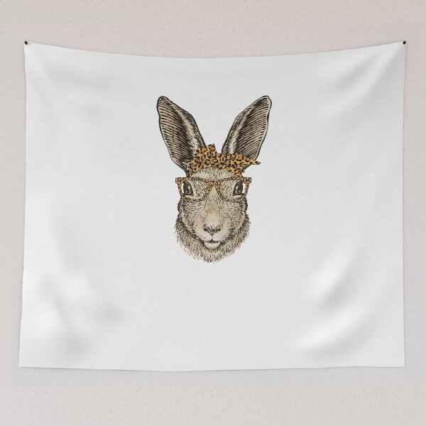 Item preview, Easter Bunny Rabbit Glasses Leopard Print Bow designed and sold by cadieuxart.