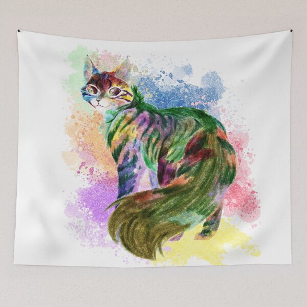 Item preview, Watercolour splash fluffy tabbycat designed and sold by Kristoffersson.