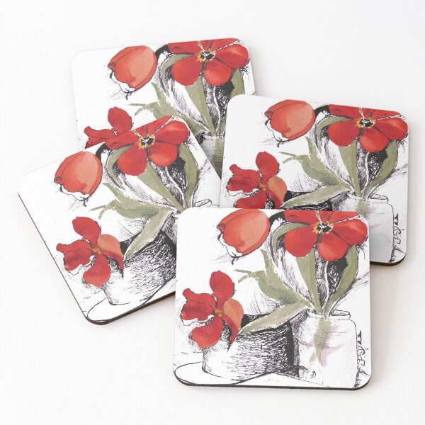 Item preview, Poppy  flowers, ink and watercolor designed and sold by We-thePixels.