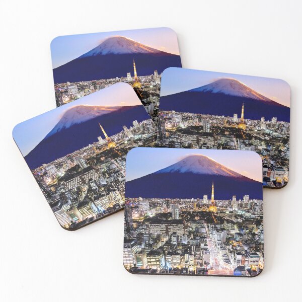 Item preview, Mount Fuji and tokyo city in twilight designed and sold by TravelDrone.