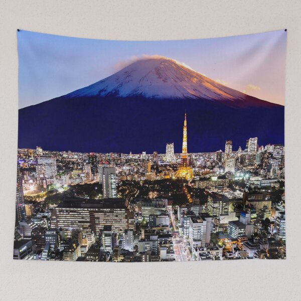 Item preview, Mount Fuji and tokyo city in twilight designed and sold by TravelDrone.