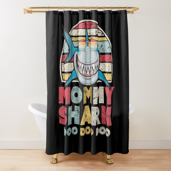 Mens Daddy Shark Shirt Funny Halloween Christmas Birthday Gift Shower Curtain