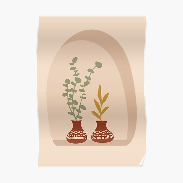 Potteries And Leaves On The Window Poster