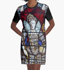 Queen Elizabeth I Stained Glass Graphic T-Shirt Dress