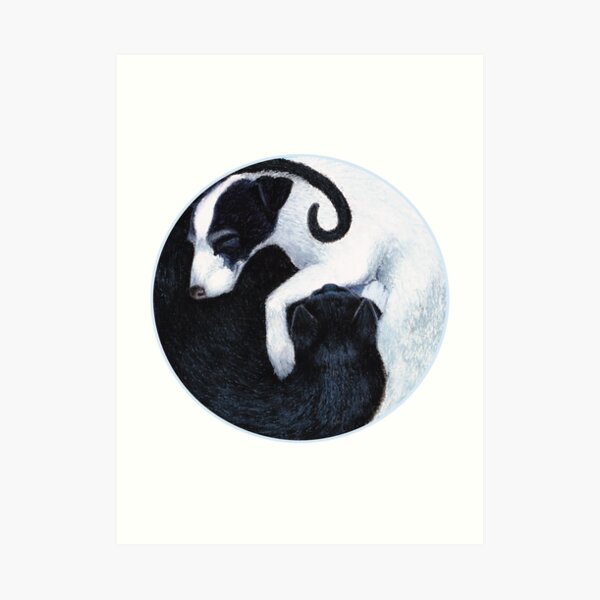 Yin Yang Cat Dog Art Print By Marlaenashannon Redbubble