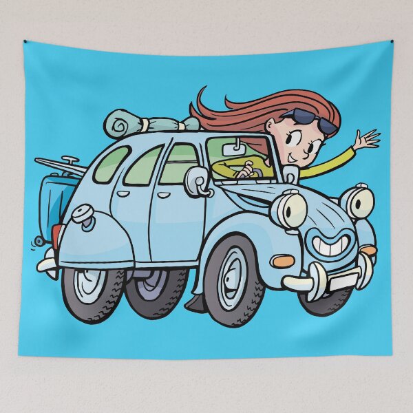 Item preview, girl goes on vacation with citroen 2cv designed and sold by duxpavlic.
