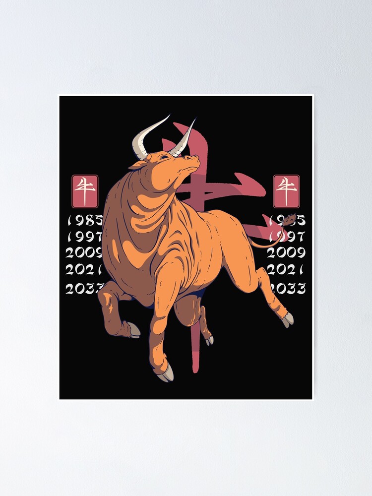 Chinese zodiac sign ox Poster