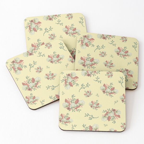 Item preview, Handmade Painted Seamless Pastel Yellow, Green Colors Flowers Pattern designed and sold by digoarpi.
