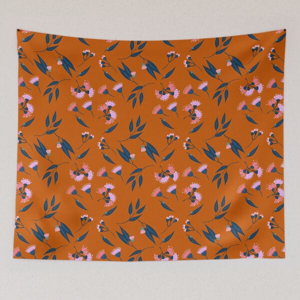Item preview, Pink Purple Flowers And Leaves Pattern - Burnt Orange / Marron Orange designed and sold by Sajuade.