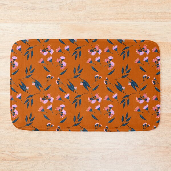 Item preview, Pink Purple Flowers And Leaves Pattern - Burnt Orange / Marron Orange designed and sold by Sajuade.