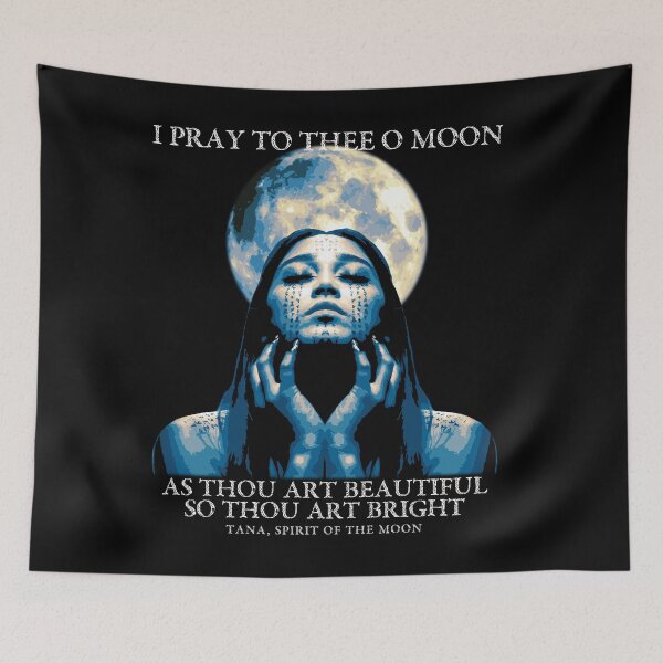 Aperçu de l'œuvre Je te prie O Moon, Tana, esprit de la Lune, Wiccan, Witchcraft Design, Goth Girl, Cadeau occulte créée et vendue par Proverbial Wisdom Design.