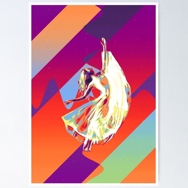 Item preview, Leaping contemporary dancer with open arms  - stylish vibrant modern art designed and sold by MintGubbins.