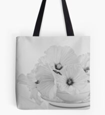 Lavatera Flowers In Tea Cup - Still Life Tote Bag
