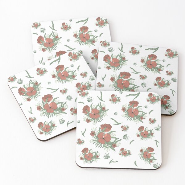 Item preview, Handmade Painted Seamless Pastel Red Color Poppy Flowers Pattern designed and sold by digoarpi.
