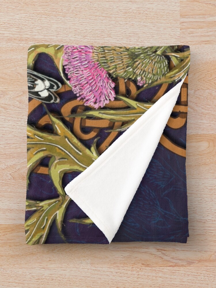 Alternate view of Goldfinches & Thistles Celtic Knotwork Throw Blanket