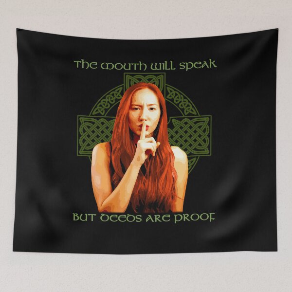 Item preview, The Mouth Will Speak But Deeds Are Truth. Celtic Proverb, Celtic Cross Knotwork Design, Gaelic Proverb, Celtic Gift designed and sold by Proverbial Wisdom Design.