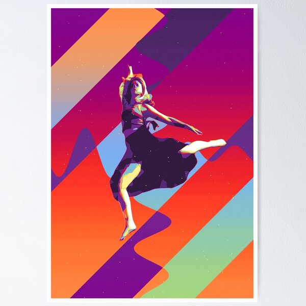 Item preview, Leaping contemporary dancer with open arms  - stylish vibrant modern art designed and sold by MintGubbins.