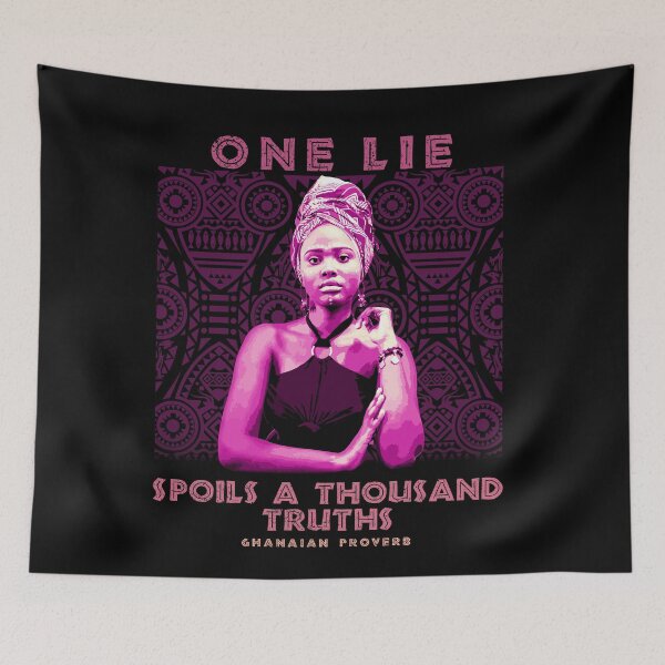 Item preview, One Lie Spoils a Thousand Truths, African, Ghanaian Proverb, African Pattern Design, Africa Gift designed and sold by Proverbial Wisdom Design.