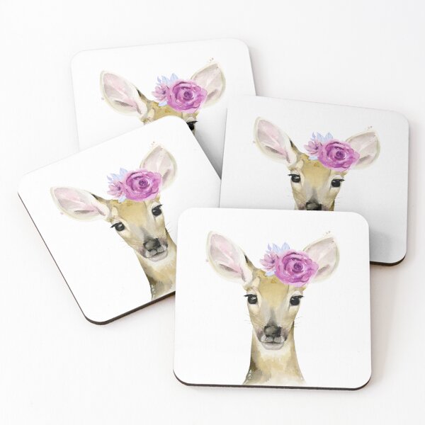 Item preview, Fawn, Deer head, Watercolour Animal with Flowers. designed and sold by artbyasolo.