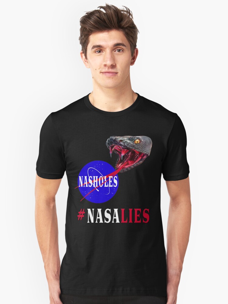 Alternate view of NASA Lies - NASHOLES Slim Fit T-Shirt