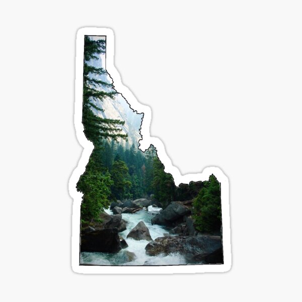 Idaho Great Northwest Outdoors Mountain Sunset Forest Trees River Decal Sticker