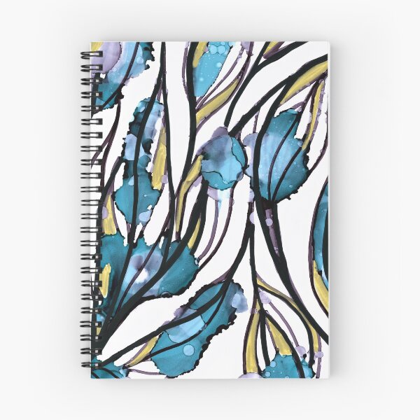 Item preview, Abstract Botanical Leaves Teal Mustard Black designed and sold by MyAbstractInk.