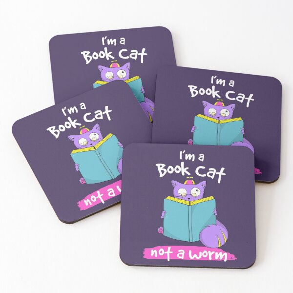 Artikelvorschau, Lila Katze Mollige Katze Ich bin eine Buchkatze, kein Wurm entworfen und verkauft von Cat N' Doodles.