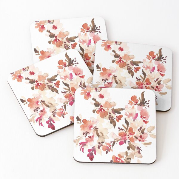 Item preview, Autumn earth tone abstract flowers in watercolor designed and sold by EllenHoffmanArt.