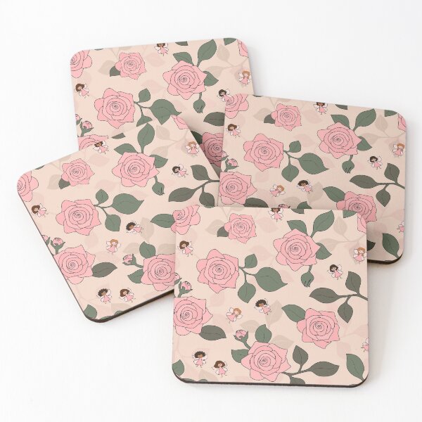 Item preview, Roses and Fairies Pattern - Pink and Green designed and sold by nutmegfairy.