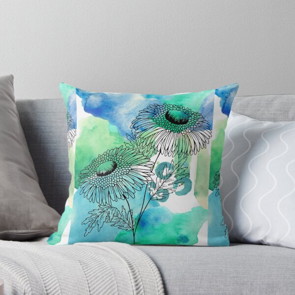 Item preview, Blue Green Floral Watercolor Print Design #1 designed and sold by ArtfullyKind.