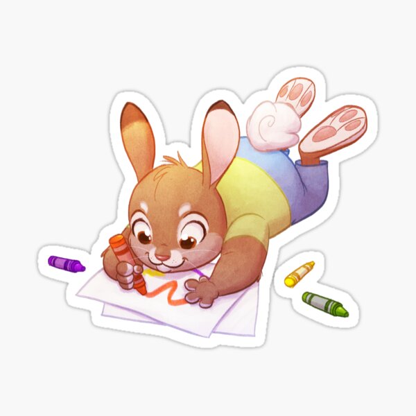 Crayon Bunny Sticker