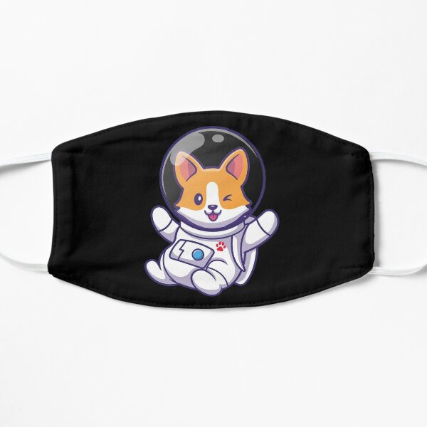 Cute corgi astronaut flying Flat Mask