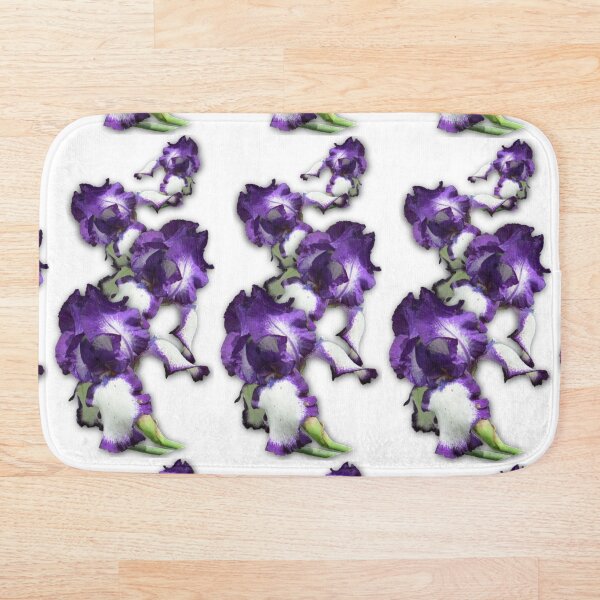 Purple and White Iris Bath Mat