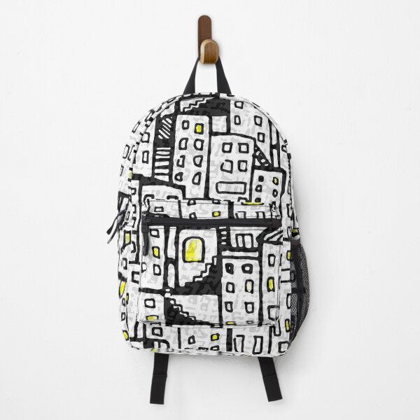 Item preview, City Pattern - Black and White, Yellow Lights designed and sold by Michelebuttons.