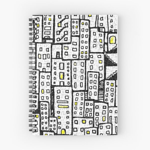 Item preview, City Pattern - Black and White, Yellow Lights designed and sold by Michelebuttons.