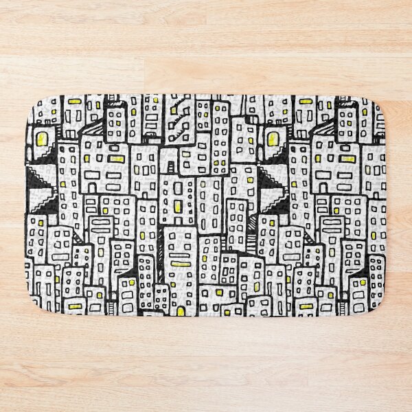 Item preview, City Pattern - Black and White, Yellow Lights designed and sold by Michelebuttons.