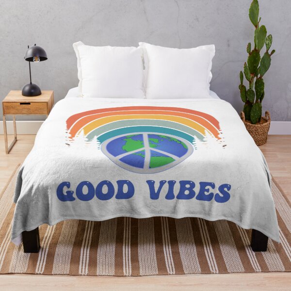 Item preview, Good Vibes Peace Love Earth | Groovy Faded Sunset and Rainbow designed and sold by Rabbitti.