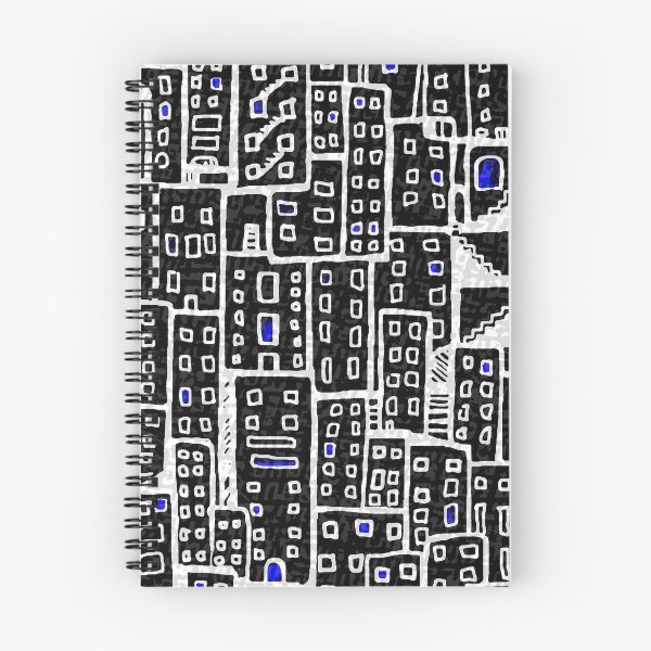 Item preview, City Pattern - Black and White, Blue Lights designed and sold by Michelebuttons.