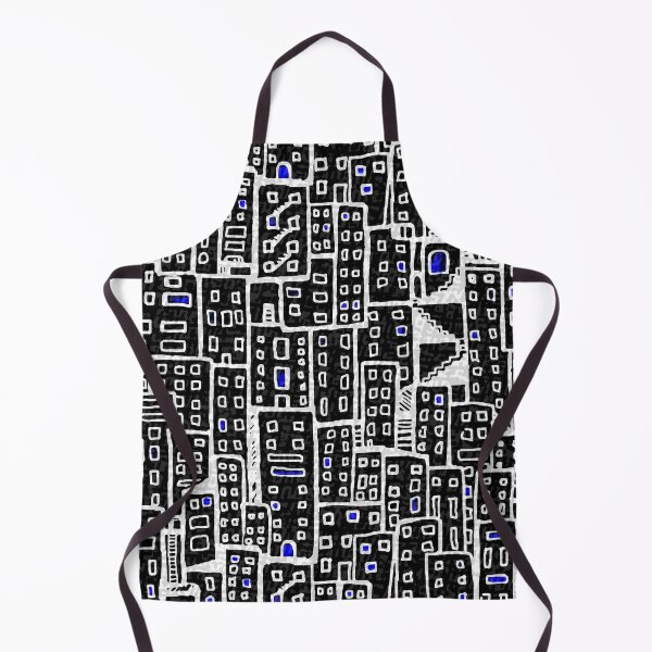 Item preview, City Pattern - Black and White, Blue Lights designed and sold by Michelebuttons.