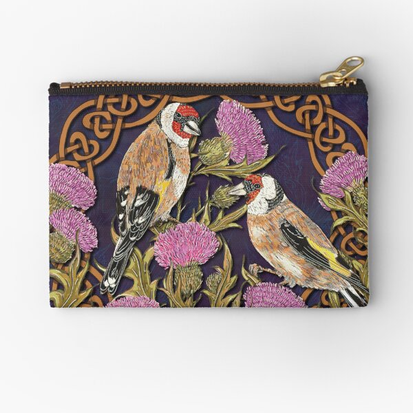 Goldfinches & Thistles Celtic Knotwork Zipper Pouch