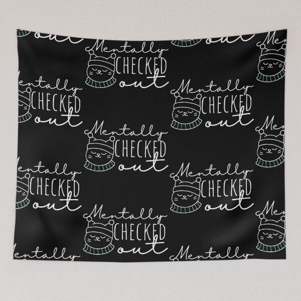 Item preview, Mentally Checked Out Happy Cat Black White Design designed and sold by SweetAndSpice.